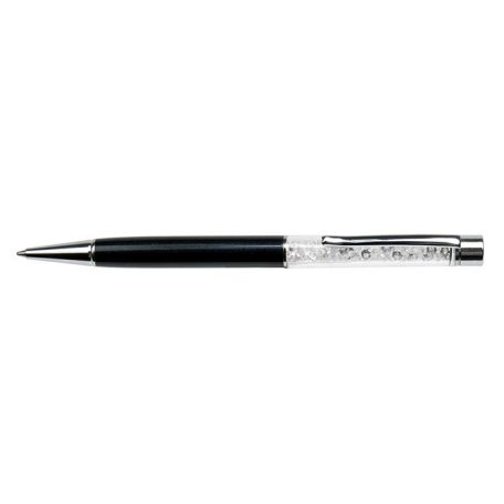 ART CRYSTELLA Golyóstoll, fekete, felül fehér SWAROVSKI® kristállyal töltve, 14 cm, ART CRYSTELLA®