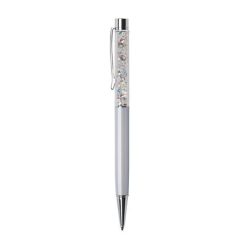   ART CRYSTELLA Golyóstoll, krémfehér, felül színjátszós fehér SWAROVSKI® kristállyal töltve, 14 cm, ART CRYSTELLA®
