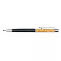  ART CRYSTELLA Golyóstoll, fekete, felül light topáz SWAROVSKI® kristállyal töltve, 14 cm, ART CRYSTELLA®