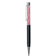   ART CRYSTELLA Golyóstoll, fekete, felül pink SWAROVSKI® kristállyal töltve, 14 cm, ART CRYSTELLA®