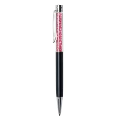   ART CRYSTELLA Golyóstoll, fekete, felül pink SWAROVSKI® kristállyal töltve, 14 cm, ART CRYSTELLA®