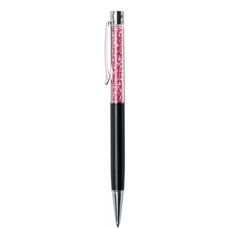 ART CRYSTELLA Golyóstoll, fekete, felül pink SWAROVSKI® kristállyal töltve, 14 cm, ART CRYSTELLA®