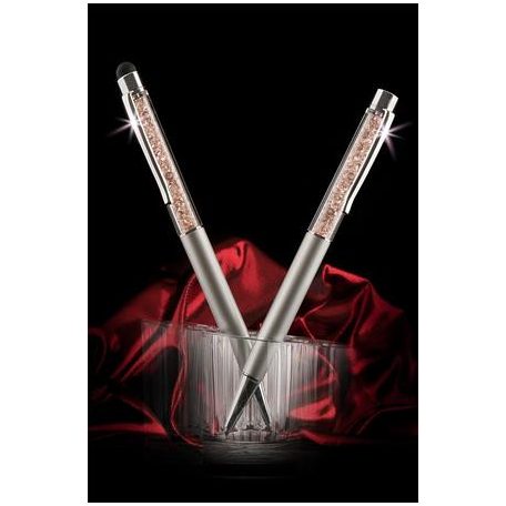 ART CRYSTELLA Golyóstoll, ezüst, felül arany SWAROVSKI® kristályokkal töltve 14 cm, ART CRYSTELLA®