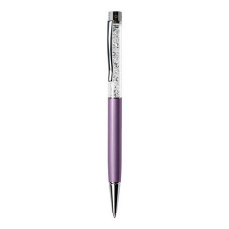 ART CRYSTELLA Golyóstoll, orgonalila, felül fehér SWAROVSKI® kristályokkal töltve, 14 cm, ART CRYSTELLA®