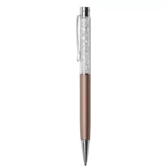   ART CRYSTELLA Golyóstoll, rózsa-arany, felül fehér SWAROVSKI® kristállyal töltve, 14 cm, ART CRYSTELLA®