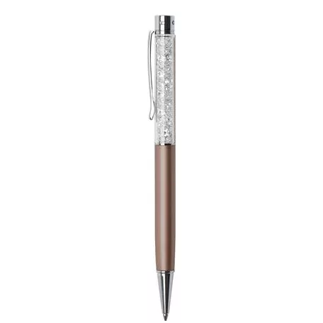 ART CRYSTELLA Golyóstoll, rózsa-arany, felül fehér SWAROVSKI® kristállyal töltve, 14 cm, ART CRYSTELLA®