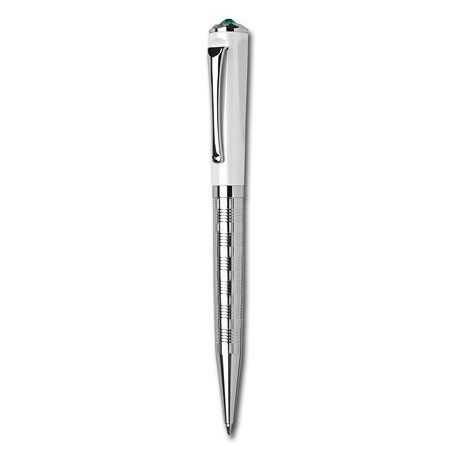 ART CRYSTELLA Golyóstoll, fehér-ezüst, "Rialto", light türkiz SWAROVSKI® kristállyal, 14 cm, ART CRYSTELLA®