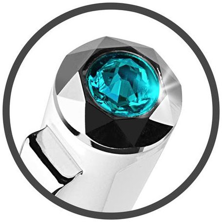 ART CRYSTELLA Golyóstoll, fehér-ezüst, "Rialto", light türkiz SWAROVSKI® kristállyal, 14 cm, ART CRYSTELLA®