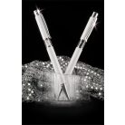ART CRYSTELLA Golyóstoll, fehér, középen fehér SWAROVSKI® kristállyal töltve, 14cm, ART CRYSTELLA®