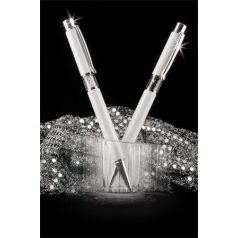   ART CRYSTELLA Golyóstoll, fehér, középen fehér SWAROVSKI® kristállyal töltve, 14cm, ART CRYSTELLA®