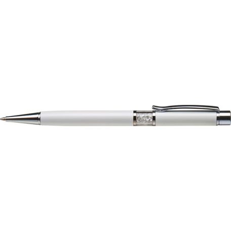 ART CRYSTELLA Golyóstoll, fehér, középen fehér SWAROVSKI® kristállyal töltve, 14cm, ART CRYSTELLA®