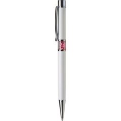   ART CRYSTELLA Golyóstoll, fehér, középen rózsaszín SWAROVSKI® kristállyal töltve, 14cm, ART CRYSTELLA®