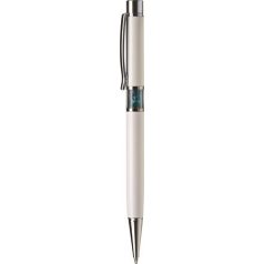   ART CRYSTELLA Golyóstoll, fehér, középen türkiz SWAROVSKI® kristállyal töltve, 14cm, ART CRYSTELLA®