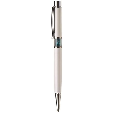 ART CRYSTELLA Golyóstoll, fehér, középen türkiz SWAROVSKI® kristállyal töltve, 14cm, ART CRYSTELLA®