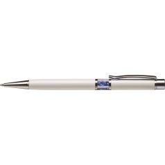   ART CRYSTELLA Golyóstoll, fehér, középen zafírkék SWAROVSKI® kristállyal töltve, 14cm, ART CRYSTELLA®