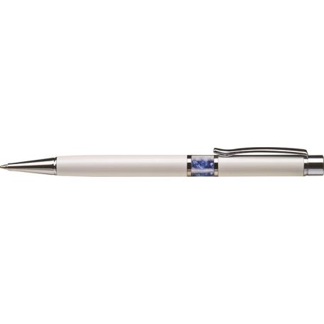 ART CRYSTELLA Golyóstoll, fehér, középen zafírkék SWAROVSKI® kristállyal töltve, 14cm, ART CRYSTELLA®