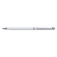   ART CRYSTELLA Golyóstoll, fehér "SLIM", aquakék SWAROVSKI® kristállyal, 13 cm, ART CRYSTELLA®