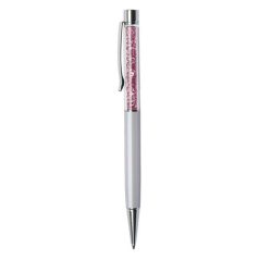   ART CRYSTELLA Golyóstoll, krémfehér, felül rózsaszín SWAROVSKI® kristállyal töltve, 14 cm, ART CRYSTELLA®