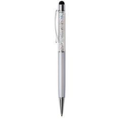   ART CRYSTELLA Golyóstoll, krémfehér, felül színjátszós fehér SWAROVSKI® kristállyal töltve, érintővel, 14 cm, ART CRYSTELLA®