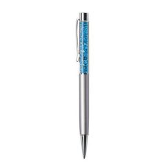   ART CRYSTELLA Golyóstoll, ezüst, felül aquakék SWAROVSKI® kristállyal töltve, 14 cm, ART CRYSTELLA®