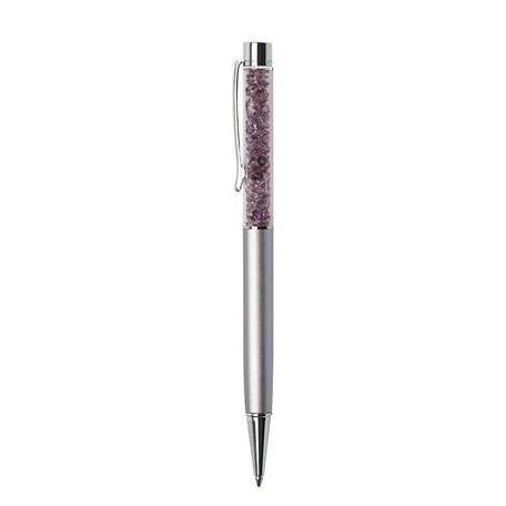 ART CRYSTELLA Golyóstoll, ezüst, felül orgonalila SWAROVSKI® kristállyal töltve, 14 cm, ART CRYSTELLA®