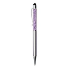   ART CRYSTELLA Golyóstoll, ezüst, felül orgonalila SWAROVSKI® kristállyal töltve, érintővel, 14 cm, ART CRYSTELLA®
