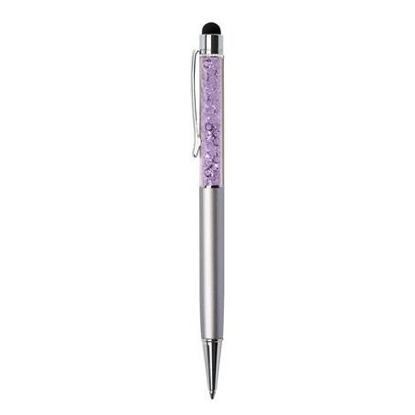 ART CRYSTELLA Golyóstoll, ezüst, felül orgonalila SWAROVSKI® kristállyal töltve, érintővel, 14 cm, ART CRYSTELLA®