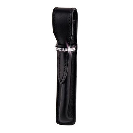 ART CRYSTELLA Tolltok, fekete, bőr, 2 sor fehér SWAROVSKI® kristállyal, 16cm, ART CRYSTELLA®