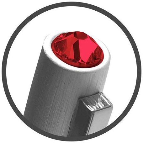 ART CRYSTELLA Golyóstoll, ezüst, "Oslo", light siam piros SWAROVSKI® kristállyal, 13 cm, ART CRYSTELLA®