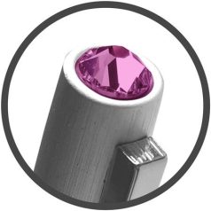   ART CRYSTELLA Golyóstoll, ezüst, "Oslo", rózsaszín SWAROVSKI® kristállyal, 13 cm, ART CRYSTELLA®