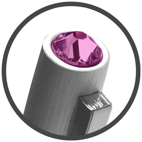 ART CRYSTELLA Golyóstoll, ezüst, "Oslo", rózsaszín SWAROVSKI® kristállyal, 13 cm, ART CRYSTELLA®