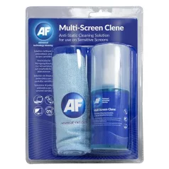   AF Tisztítófolyadék, képernyőhöz, mikroszálas nagy kendővel, pumpás, 200 ml, AF "Multi screen-clene"