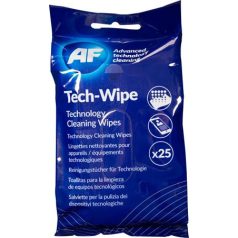   AF Tisztítókendő, képernyőhöz, alkoholmentes, nedves, 25 db, AF "Tech-wipes"