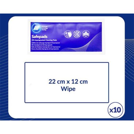 AF Tisztítókendő, izopropil alkohollal, nagy méretű, 100 db, AF "Safepads"