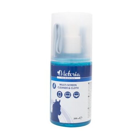 VICTORIA TECHNOLOGY Tisztítófolyadék, képernyőhöz, pumpás, kendővel, 200 ml, VICTORIA TECHNOLOGY