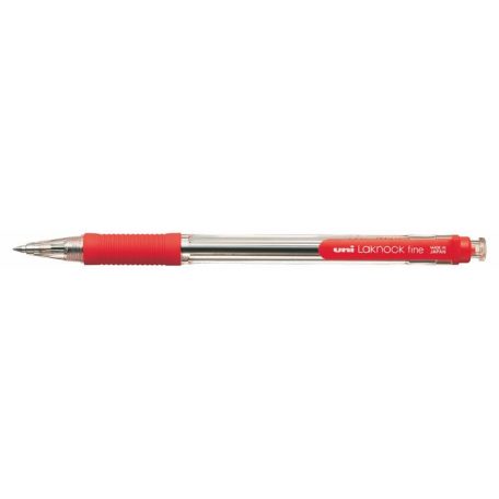 UNI Golyóstoll, 0,4 mm, nyomógombos, UNI "SN-101 Laknock Fine", piros
