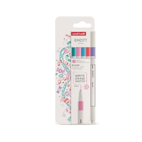 UNI Tűfilc készlet, 0,4 mm, UNI "Emott Candy Pop", 5 különböző szín