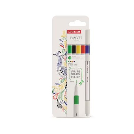 UNI Tűfilc készlet, 0,4 mm, UNI "Emott Vivid", 5 különböző szín