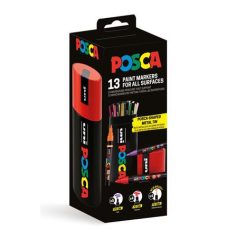   UNI Dekormarker készlet, Posca fém dobozos, UNI "Posca", 13 különböző szín