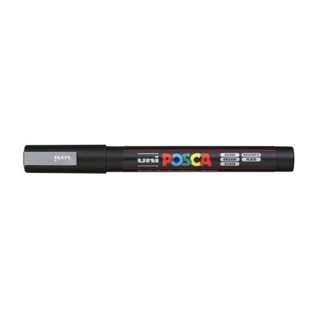 UNI Dekormarker, 0,9-1,3 mm, UNI "Posca PC-3M", ezüst