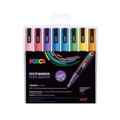  UNI Dekormarker készlet, 0,9-1,3 mm, UNI "Posca PC-3ML", 8 különböző csillogó szín