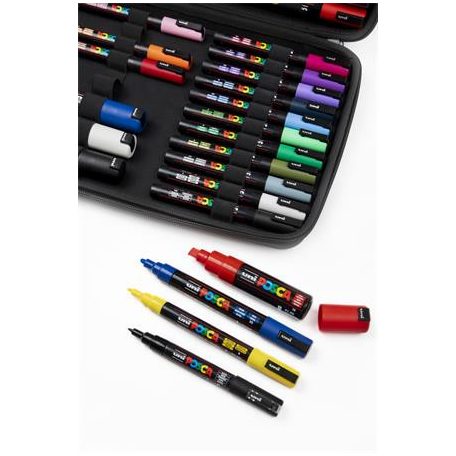 UNI Dekormarker készlet, táskában, UNI "Posca", 40 darabos