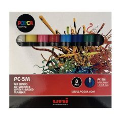  UNI Dekormarker készlet, 1,8-2,5 mm, UNI "Posca PC-5M", 8 különböző szín