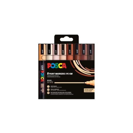 UNI Dekormarker készlet, 1,8-2,5 mm, UNI "Posca PC-5M", 8 különböző portré szín