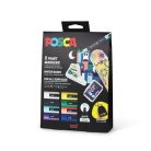 UNI Dekormarker készlet, 1,8-2,5 mm, UNI "Posca Pouch PC-5M", 8 különböző szín, tartóval