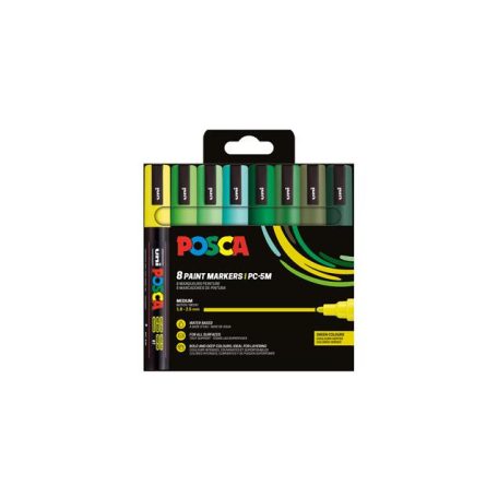 UNI Dekormarker készlet, 1,8-2,5 mm, UNI "Posca PC-5M", 8 különböző zöld szín