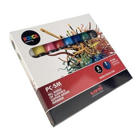 UNI Dekormarker készlet, 1,8-2,5 mm, UNI "Posca PC-5M", 8 különböző szín