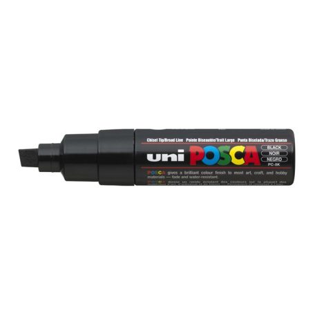 UNI Dekormarker, 8 mm, vágott, UNI "Posca PC-8K", fekete