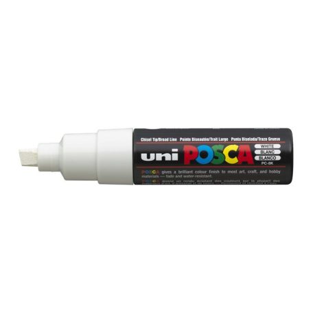 UNI Dekormarker, 8 mm, vágott, UNI "Posca PC-8K", fehér