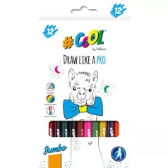   COOL BY VICTORIA Színes ceruza készlet, háromszögletű, vastag, COOL BY VICTORIA, 12 különböző szín
